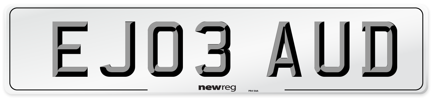 EJ03 AUD Number Plate from New Reg